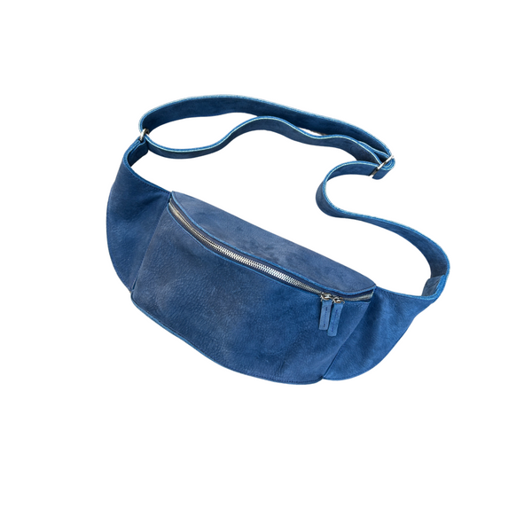 Blue Nubuck Leather Crossbody Bag