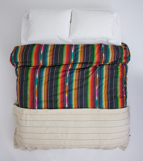 El Cosmico Flat Woven Cotton Rainbow Blanket