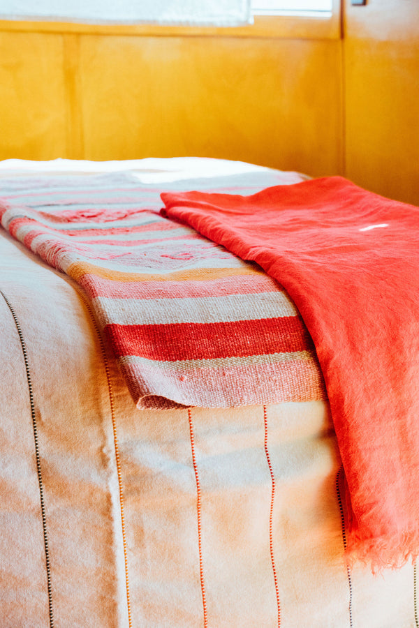 El Cosmico Flat Woven Cotton Rainbow Blanket