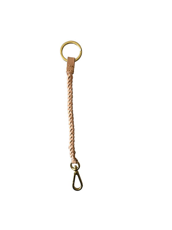Braided Leather and Brass Keychain